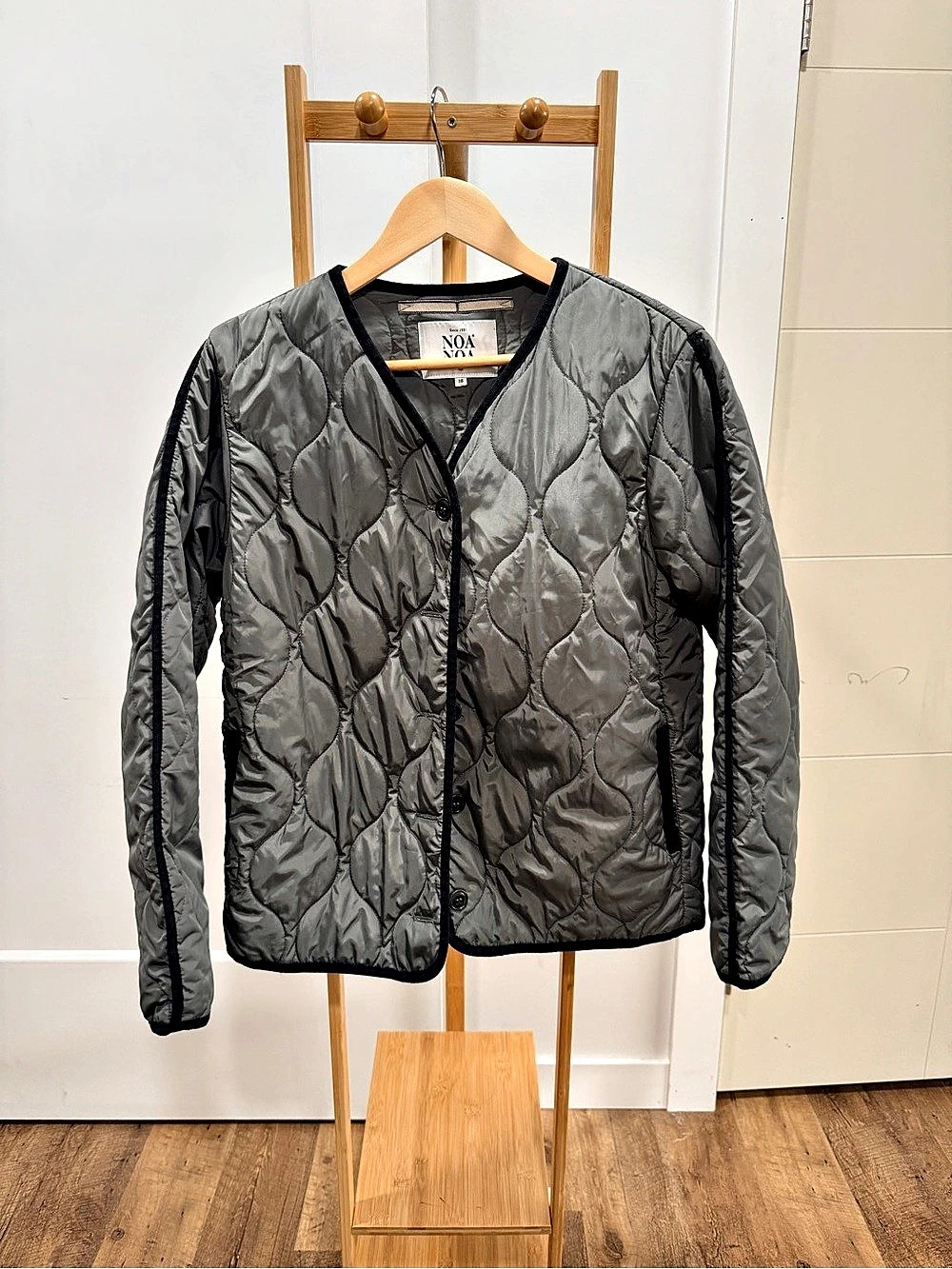 Noa Noa Quilted Jacket in Green/Gray Size 38 Like New
